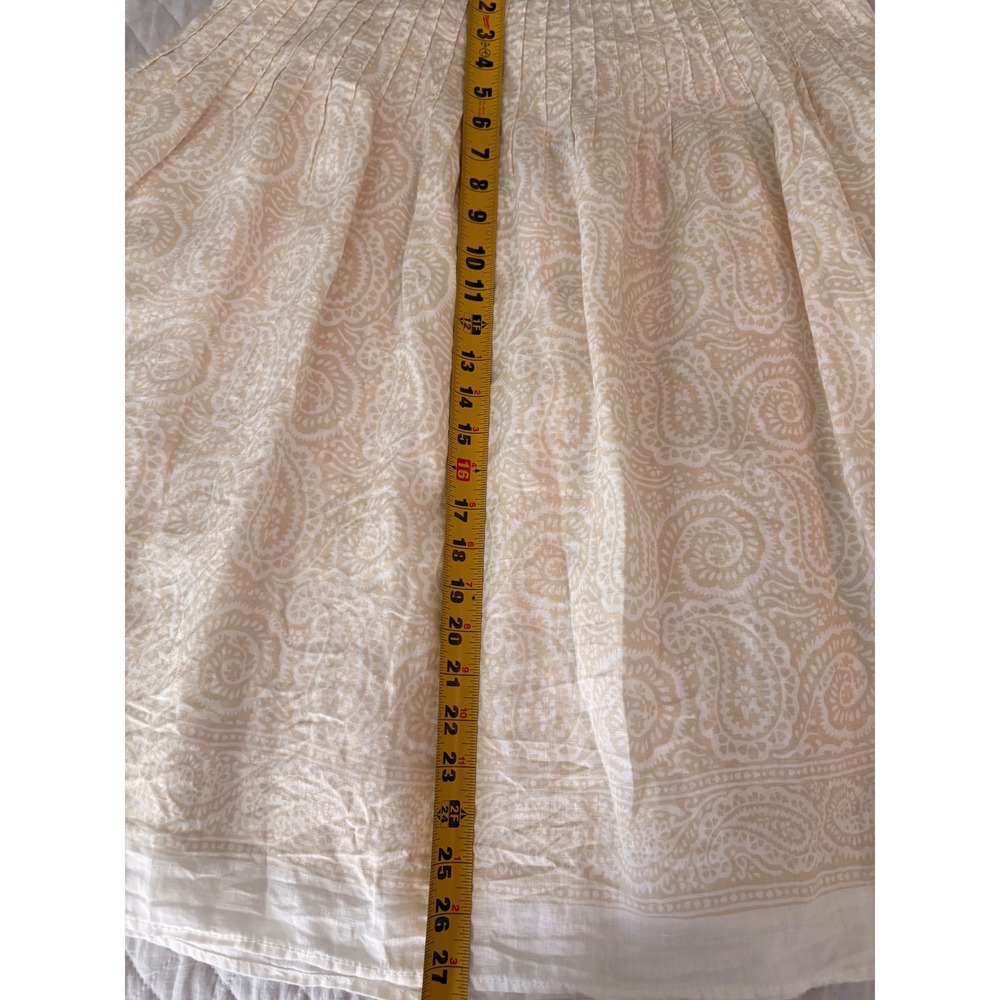 Liz Claiborne Skirt Womens 14 Tan Paisley Linen Blend Good Pleated A-Line Knee - Picture 8 of 10